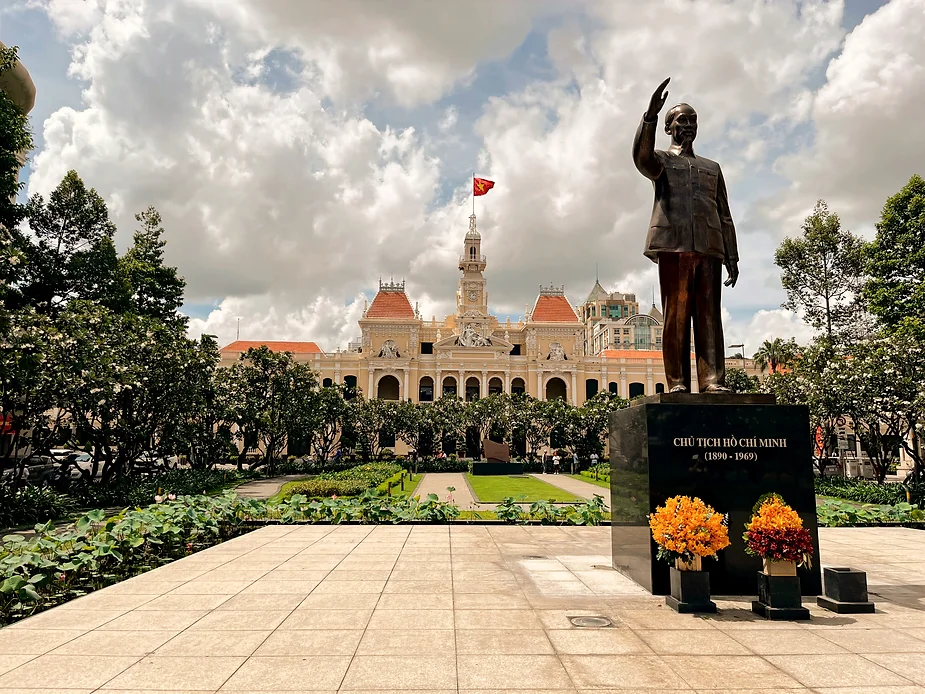 Statue of Ho Chi Minh in Ho Chi Minh City near the Saigon Opera House.